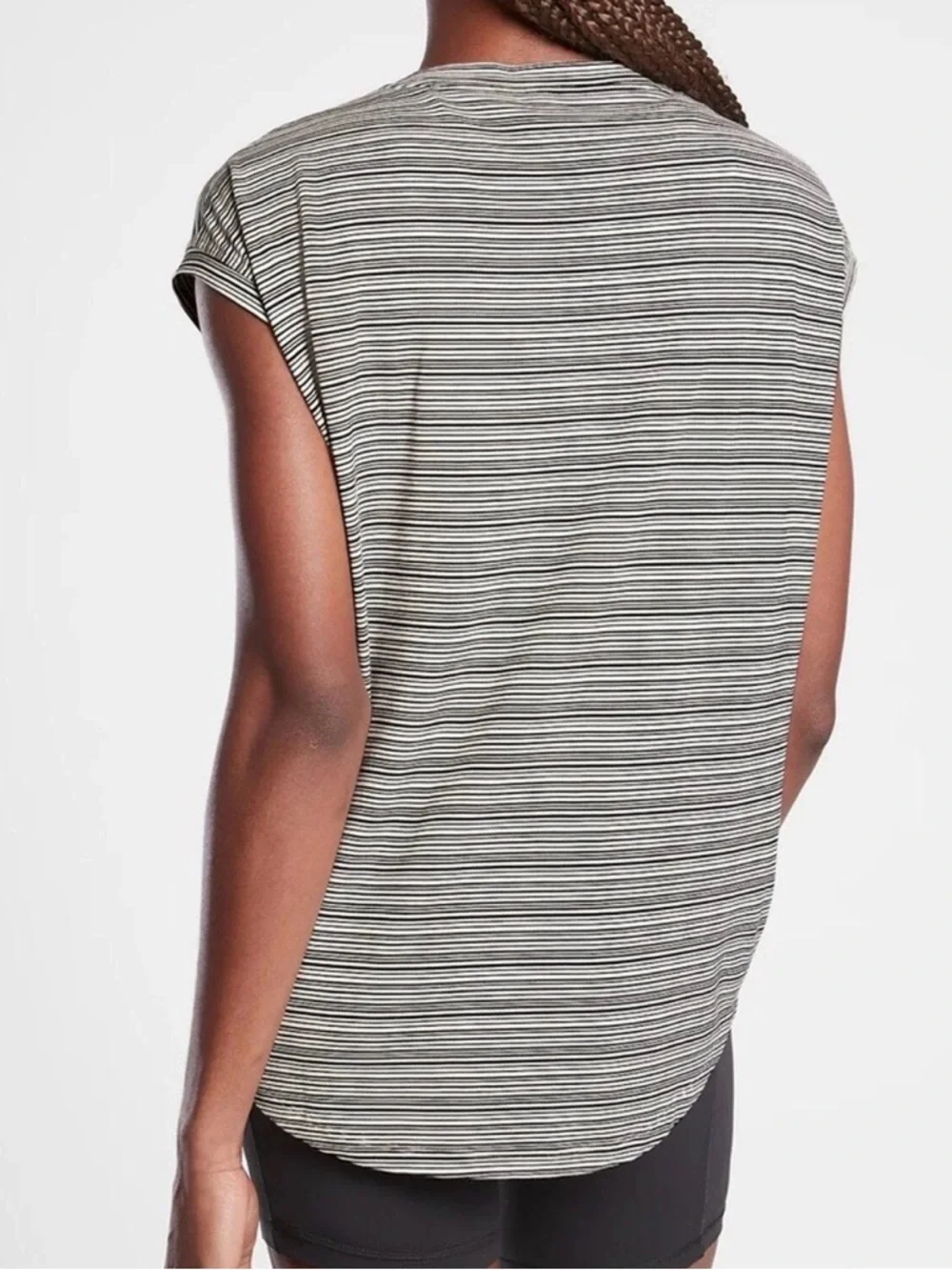 Athleta Cloudlight Stratus Tee Sleeveless Gray Striped Top Size XL - Picture 2 of 6